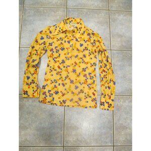 Women's Vintage All Over Print Blouse Shirt Top Small RETRO Paris Daniel Duval